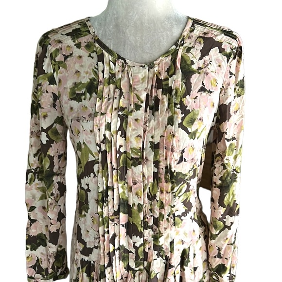 Sundance Floral Print Pintucked Pleated Prairie Dress - S - Picture 2 of 11